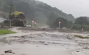 Flooding at Waikoko Stream at Tokomaru Bay.