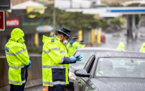 The Covid-19 checkpoint at Mercer, south of Auckland.