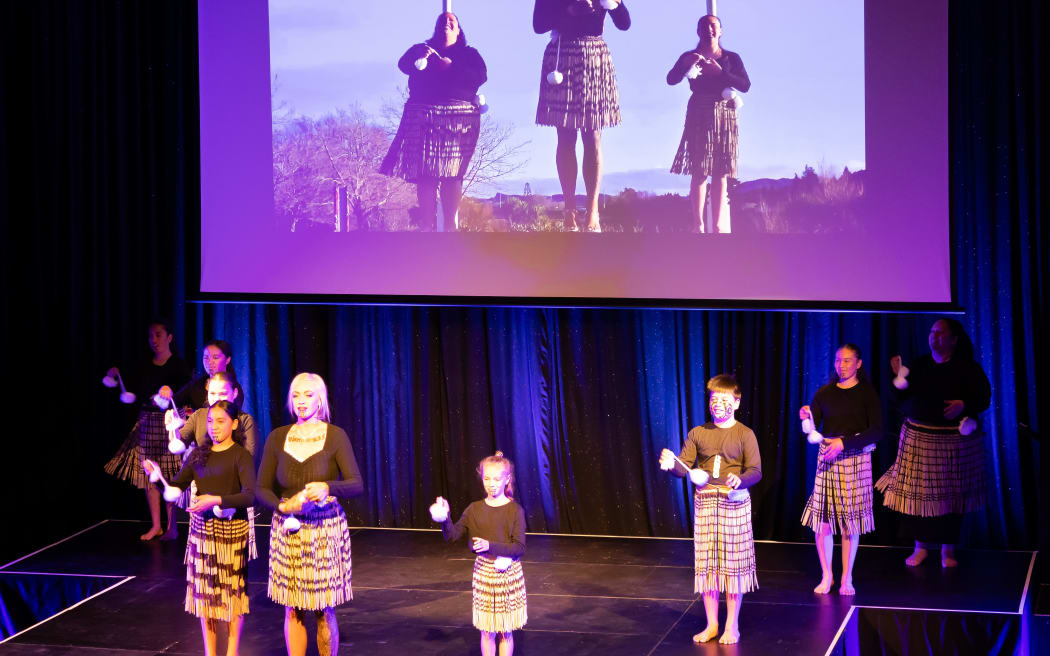 Vannessa Savage-Taranaki performing to Poi E at last year's Mrs Waikato pageant.