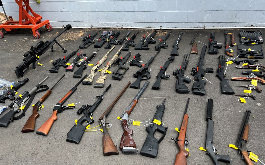 Police seized 35 firearms and 15,000 rounds of ammunition from a New Lynn property in Auckland last week.