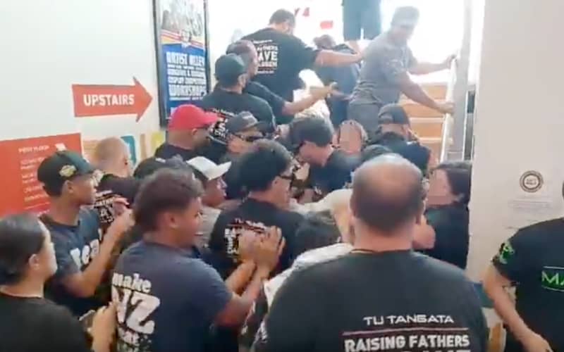 Footage shared by Destiny Church’s Brian Tamaki of the Te Atatū protest.