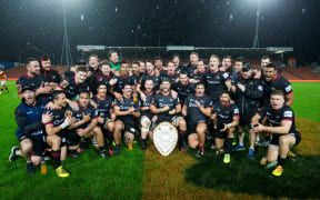 Canterbury with the Ranfurly Shield after their 29-23 win over Waikato