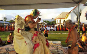 The new Malietoa title holder, Malietoa Moli Malietoa takes his 'ava drink.