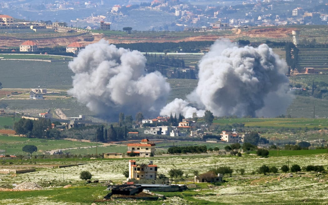 Smoke rises from Israeli bombardment on the southern Lebanese area of Kfar Tibnit on March 3, 2026. Israel on March 3 ordered the military to take control of more positions in Lebanon, where the army pulled back some of its forces after Hezbollah attacked Israeli bases in support of its backer, Iran. (Photo by Rabih DAHER / AFP)