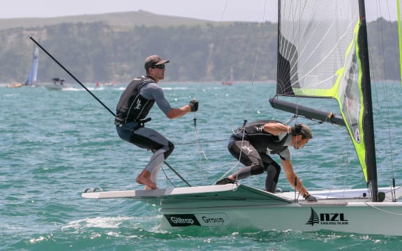 Peter Burling and Blair Tuke.
Oceanbridge New Zealand Sailing Regatta  2019.