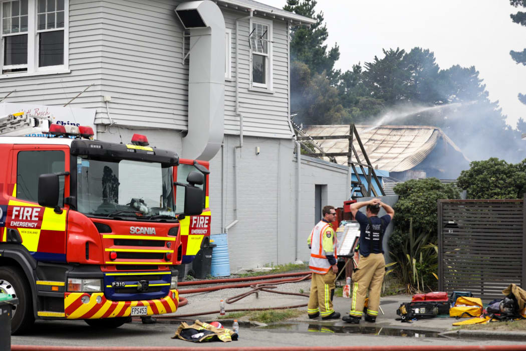 Fire on Bowhill Road, New Brighton, Christchurch