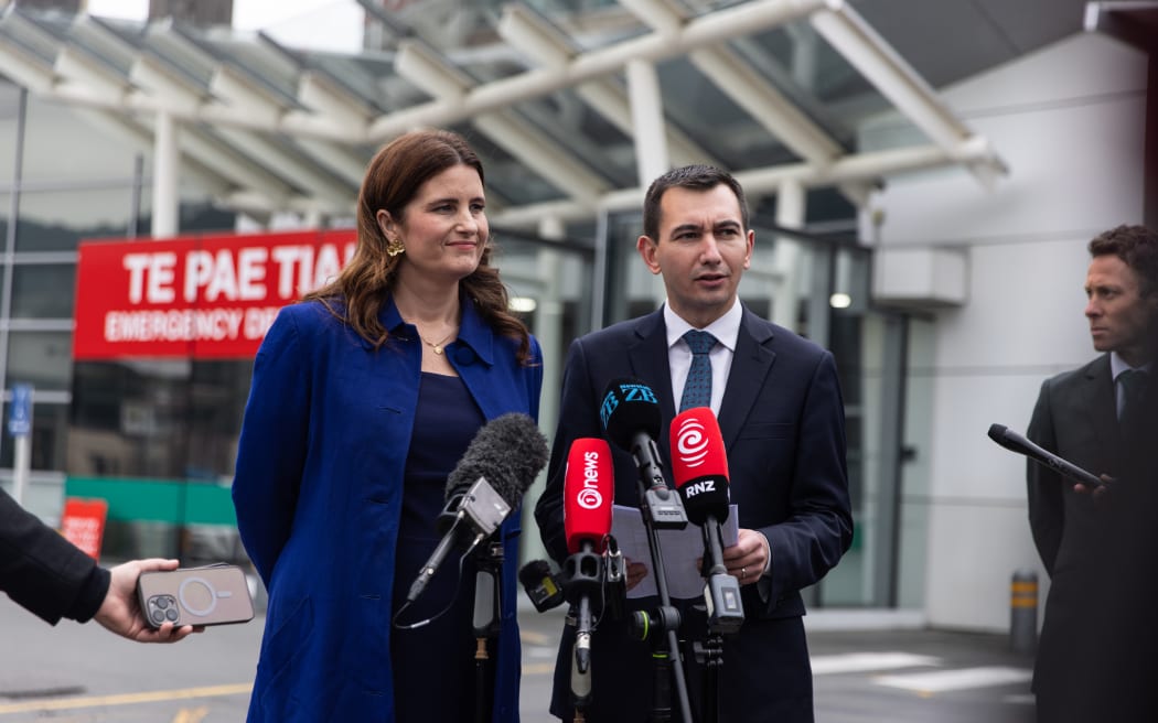 Nicola Willis and Simeon Brown at Wellington Hospital