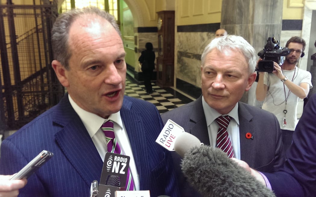 Labour MPs David Shearer, left, and Phil Goff respond to Prime Minister John Key's security speech.