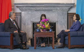 Tuvalu's Prime Minister Enele Sopoaga and his Taiwanese counterpart Tsai Ing-wen