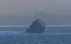 The HMNZS Manawanui, aground in Samoa.