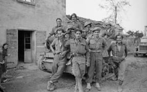The 28th Maori Battalion waiting to move up into the front lines from Gambettola, Italy on 19 October 1944.