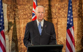 US Vice President Joe Biden speaking at Government House. 21 July 2016.