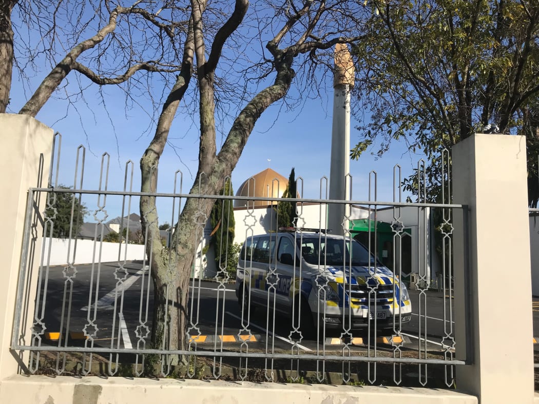 Police at Al Noor mosque in Christchurch.