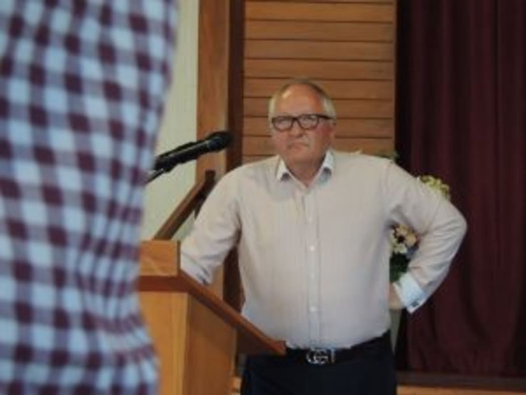 South Wairarapa Mayor Alex Beijen at a meeting to address a council rates miscommunication.