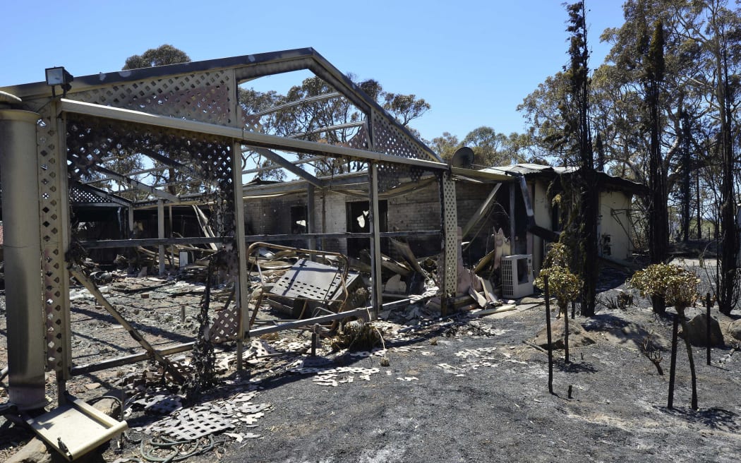 A burnt out house in Greenwith in the outer suburbs of Adelaide.