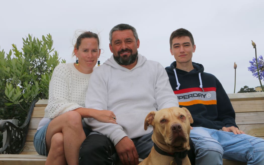 Todd Russell with his wife Kat Reweti-Russell and 17-year-old son Xavier Hargraves.