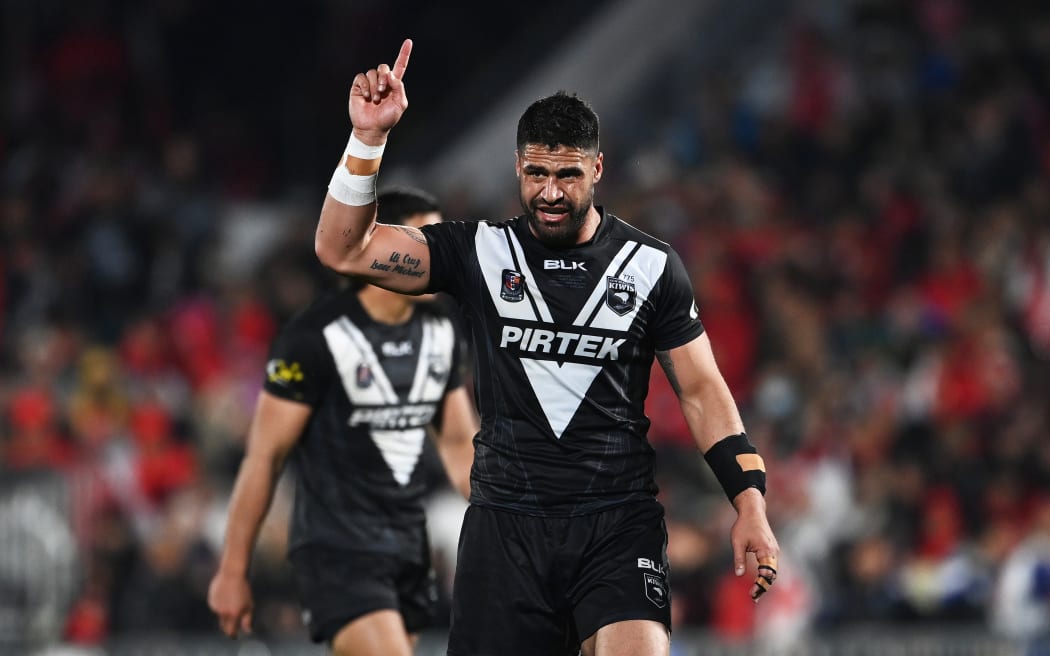 Kiwis player Jesse Bromwich during the New Zealand Kiwis v Mate Ma’a Tonga Men at Mt Smart Stadium, Auckland, New Zealand on Saturday 25 June 2022.
© Copyright photo: Andrew Cornaga / www.photosport.nz