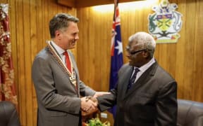 Manasseh Sogavare and Richard Marles