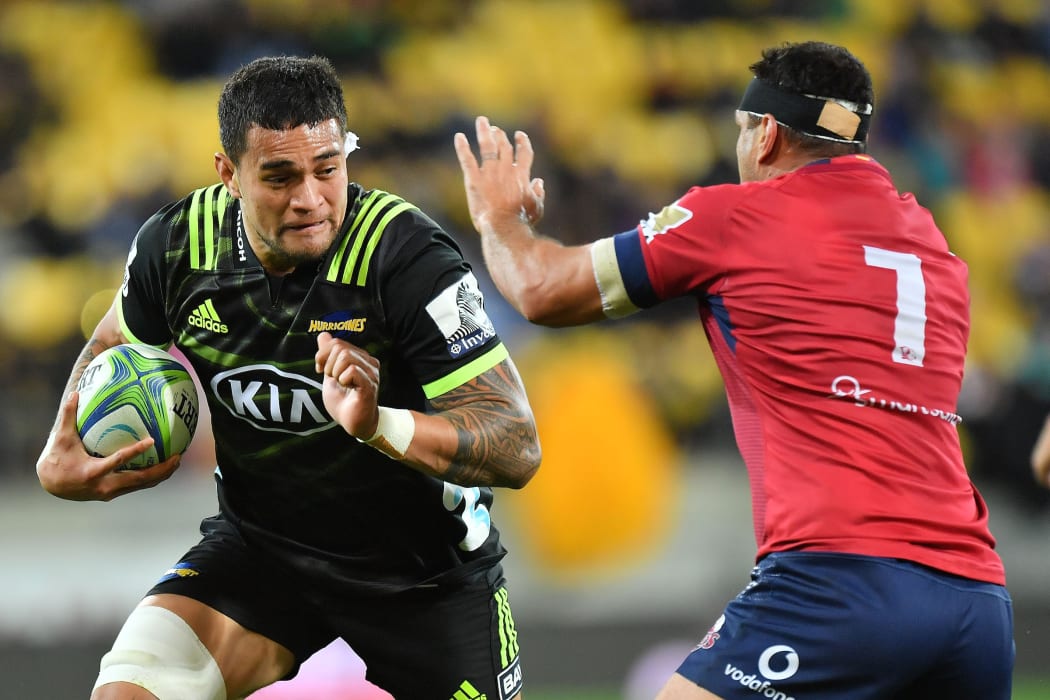 Hurricanes player Vaea Fifita in action against the Reds at Westpac Stadium in Wellington.