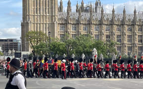 The procession leaves Westminster Hall.