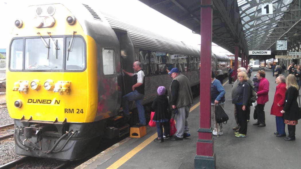 Passengers board the train bound for Oamaru.