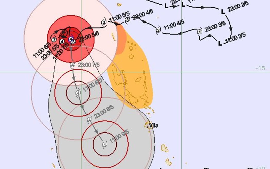 Progress of Cyclone Donna as of Sunday afternoon