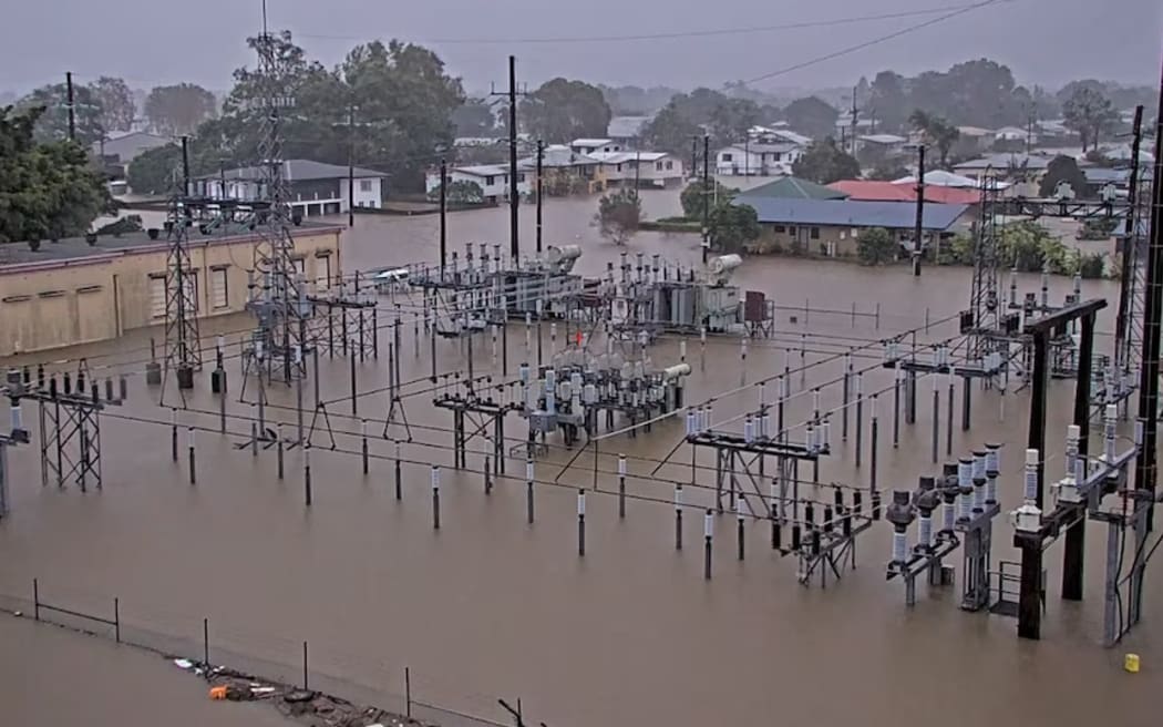 The Ingham substation on Monday morning. (Supplied: Ergon Energy)