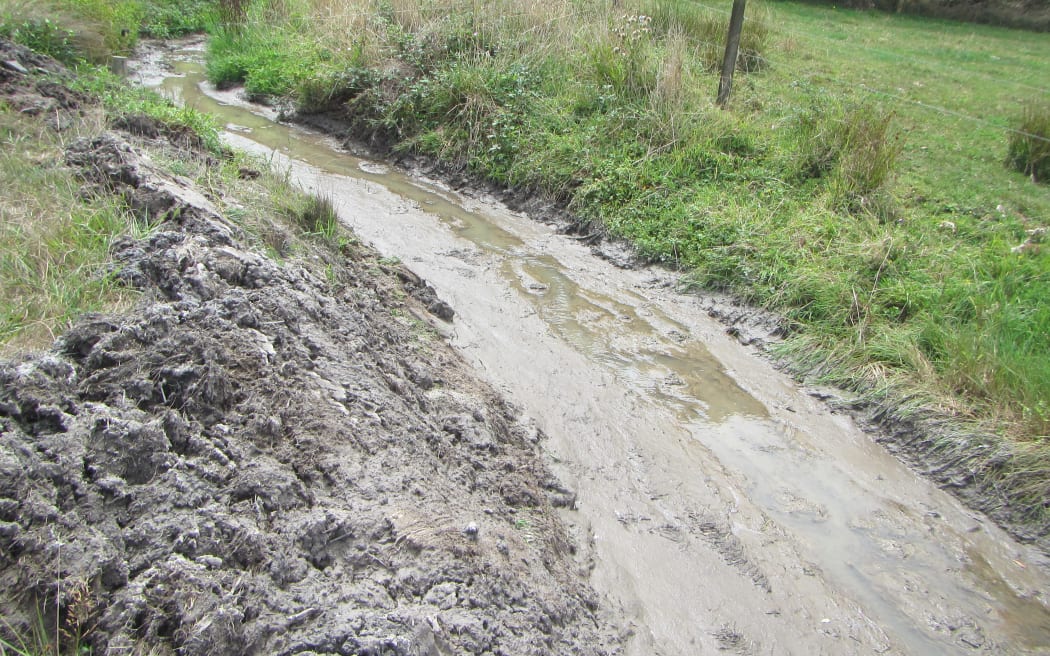 Looking downstream in the main waterway of the tributary of the Waitakaruru River.