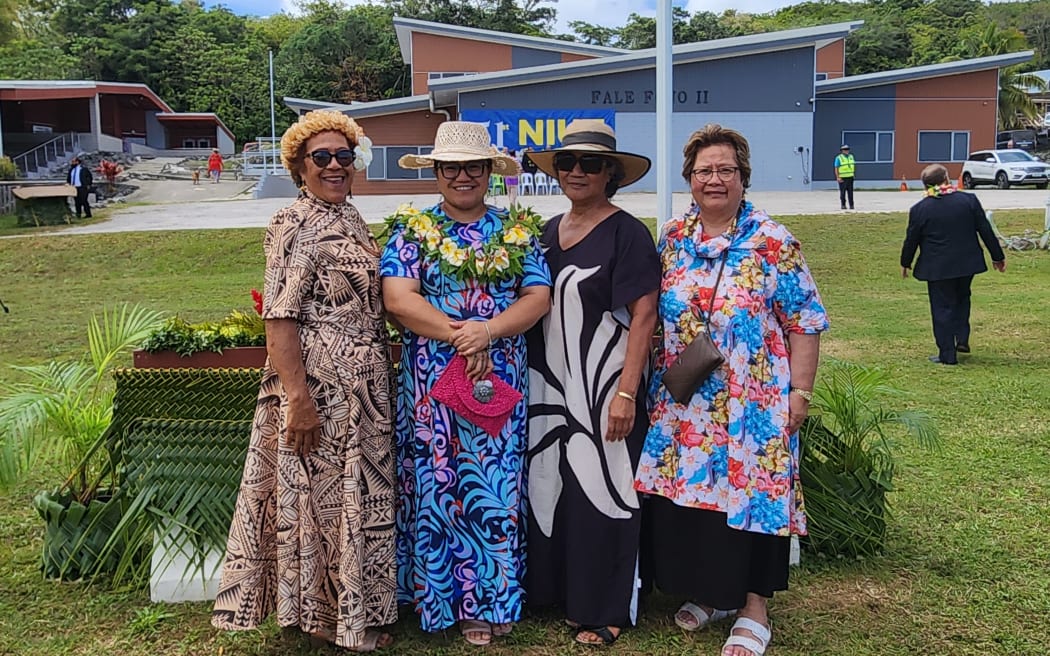 Mele Nemaia with family at Niue constitution day 2025, including her Niece, Niue's youngest MP Rhonda Tiakia Tomailuga.