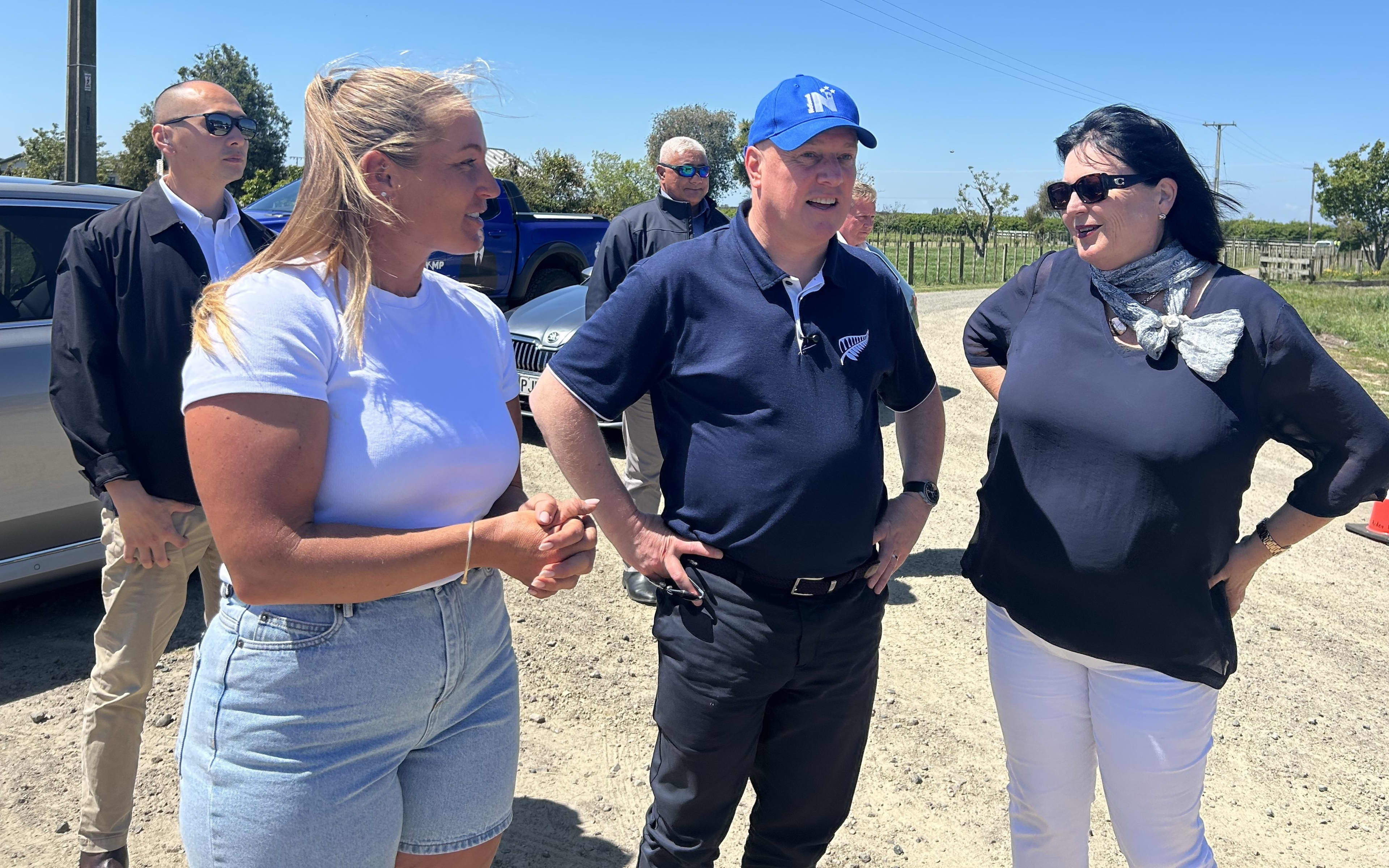Christopher Luxon meets locals at the Cow Shed in Edgecumbe.
