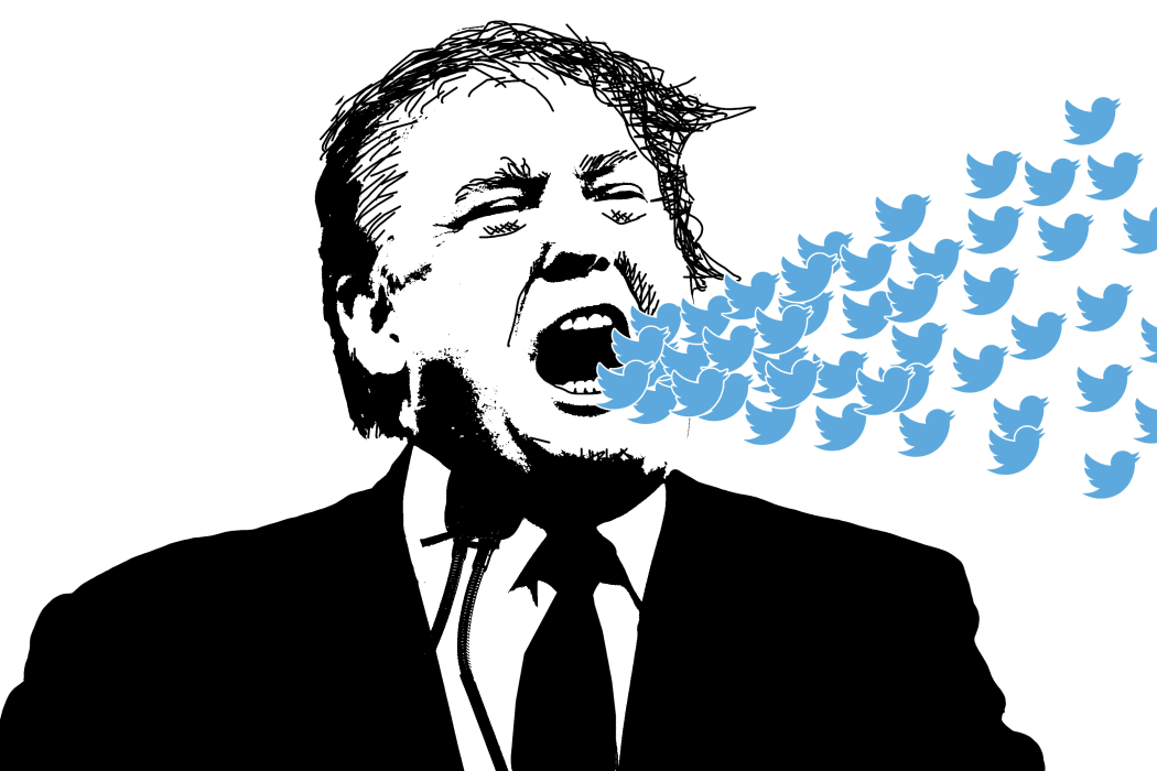 108924142 - editorial illustration of donald trump yelling at social media twitter
