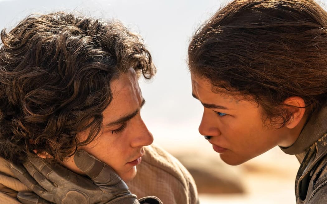 Timothée Chalamet and Zendaya in a scene from Dune Part Two