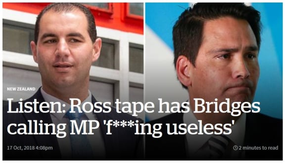 The Herald reporting the contents of Jami-Lee Ross's recording of his leader.