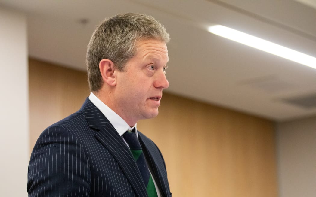Laywer Ian Bookie during the sentencing of a former political figure in Auckland District Court on 22 November 2024.