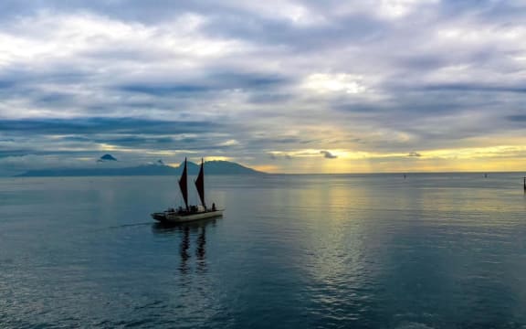 Faafaite at sunset in Tahiti