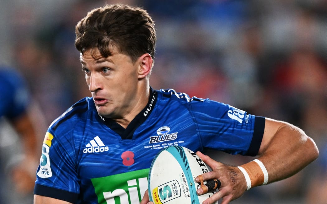 Blues player Beauden Barrett during the Blues v Waratahs Super Rugby match. Eden Park, Auckland, New Zealand. Saturday 22 April 2023. ©Copyright Photo: Andrew Cornaga / www.photosport.nz