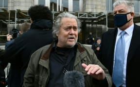 Former Donald Trump adviser Steve Bannon arrives at the FBI's Washington office on 15 November 15, 2021 in Washington, DC before a scheduled court appearance to face charges after refusing to cooperate with the investigation into the deadly 6 January attack on the US Capitol.