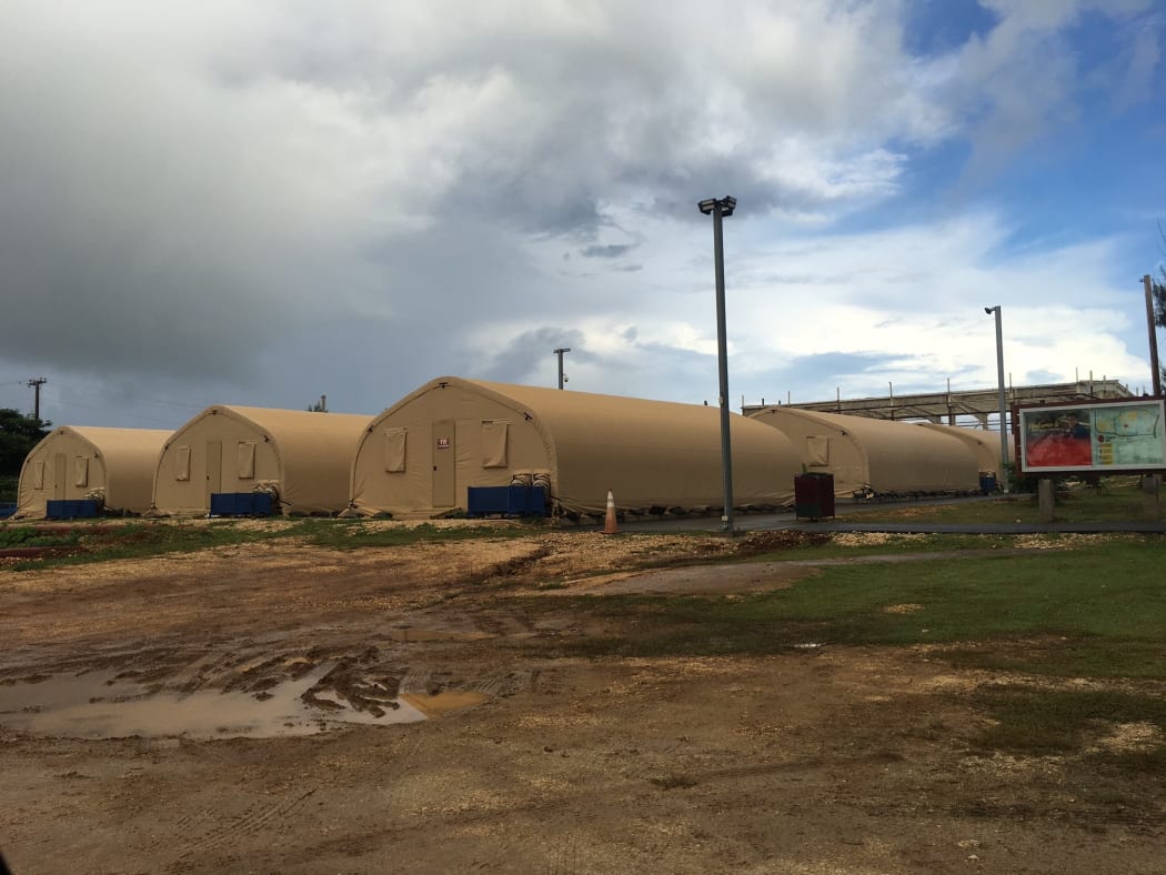 Tents used as classrooms at Northern Marianas College