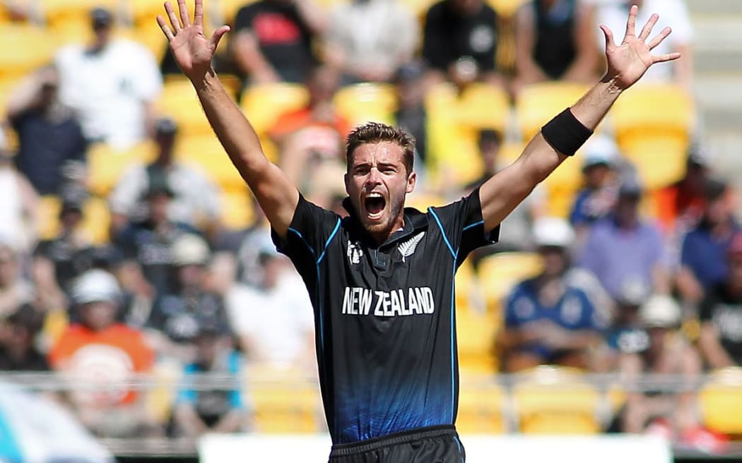 The Black Caps' Tim Southee during the match against England in Wellington.