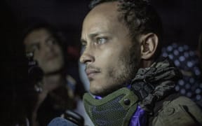 Venezuelan police officer Oscar Pérez participates in an anti-government protest in Caracas on July 13, 2017