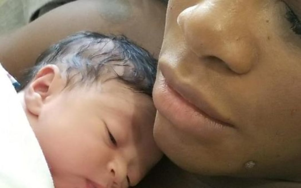 Serena Williams and her newborn daughter Alexis Olympia Ohanian Jr.