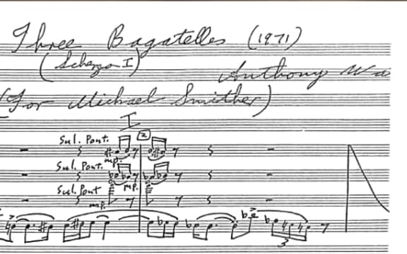 Original manuscript of Three Bagatelles by Anthony Watson