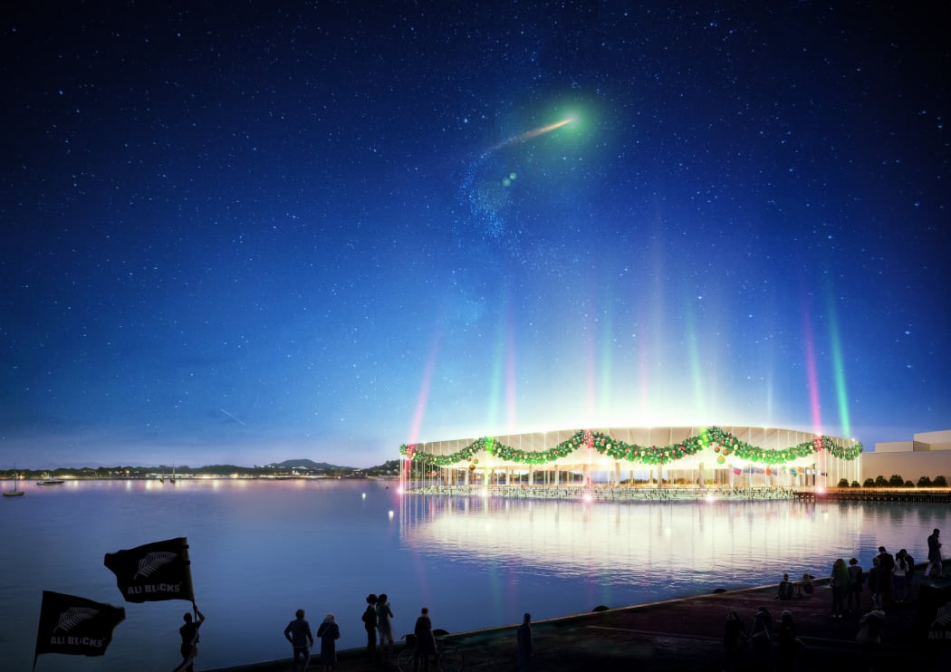Proposed stadium with Christmas theme.