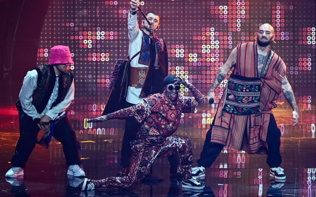 The "Kalush Orchestra" band in the final of the Eurovision Song contest.