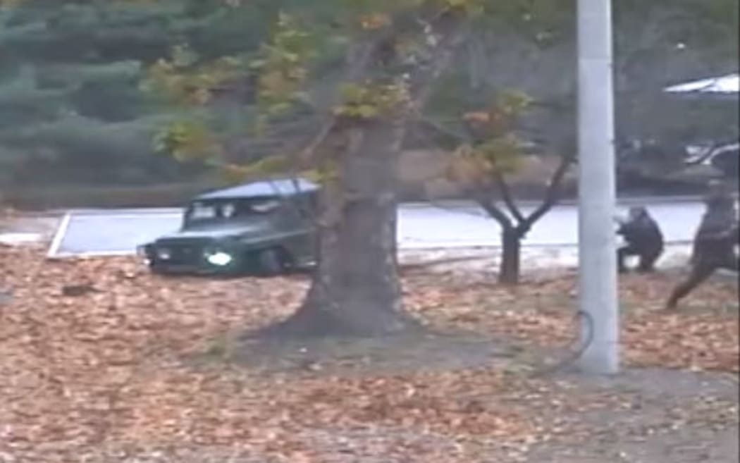 CCTV footage released by the UN apparently shows North Korean soldiers shooting at the soldier who defected to the South.