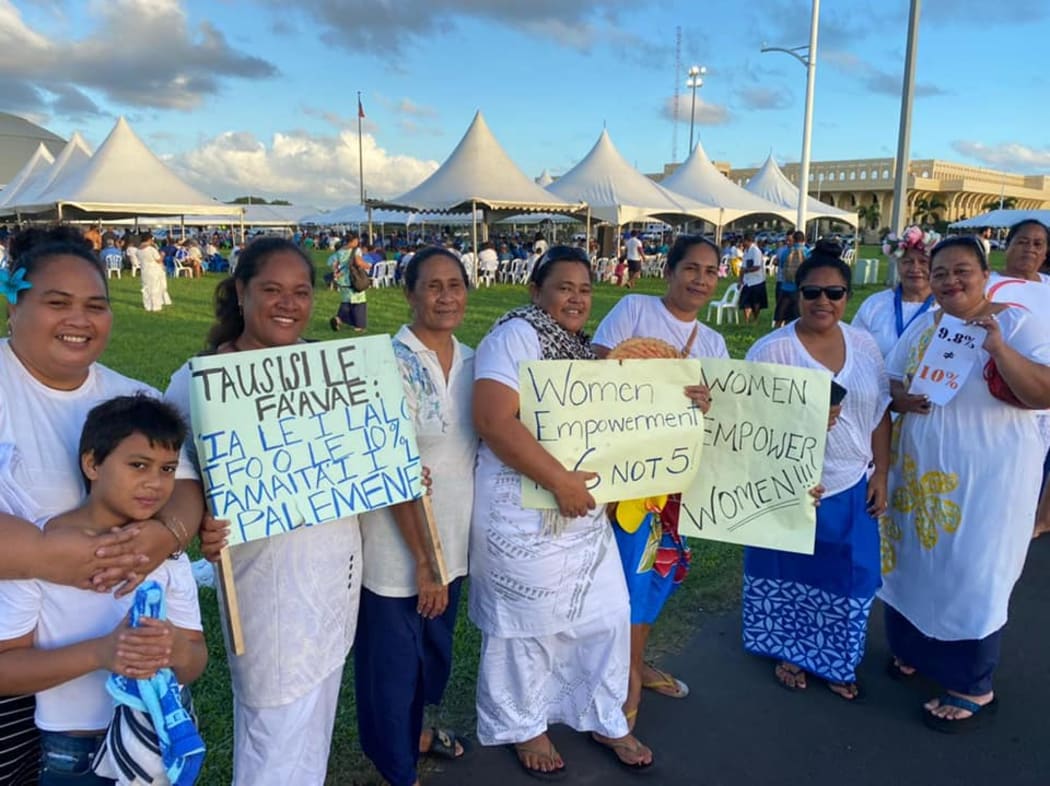 Protesters at the march in Apia