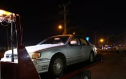 Police impounding a car in Foxton.