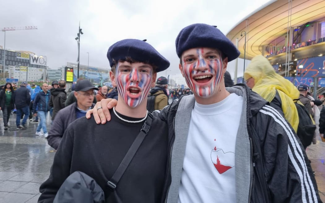 New Zealand, South African, France and England fans are out in force to show their support for their teams and their love of rugby as the All Blacks and Springboks prepare to play each other in the Rugby World Cup finals at State de France in France on Saturday night, Sunday morning NZT.