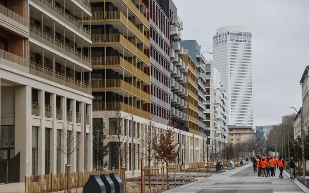 Buildings at the Paris 2024 Olympic village on its inauguration day in Saint-Denis, northern Paris.