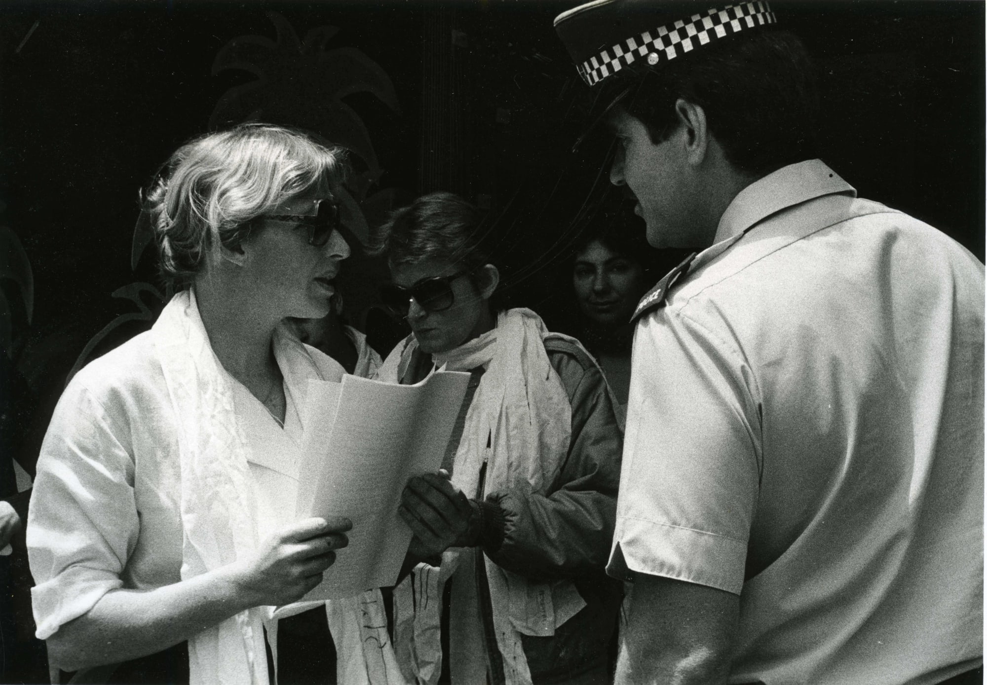 Sandra Coney at a 1983 rape trial picket. Protesters said Auckland lawyer Honoria Grey used rape myths to defend a rapist.